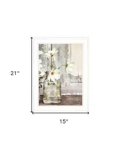 White Blossoms 1 White Framed Print Wall Art