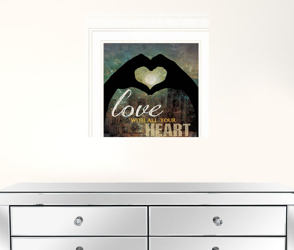 Love with all Your Heart 3 White Framed Print Wall Art