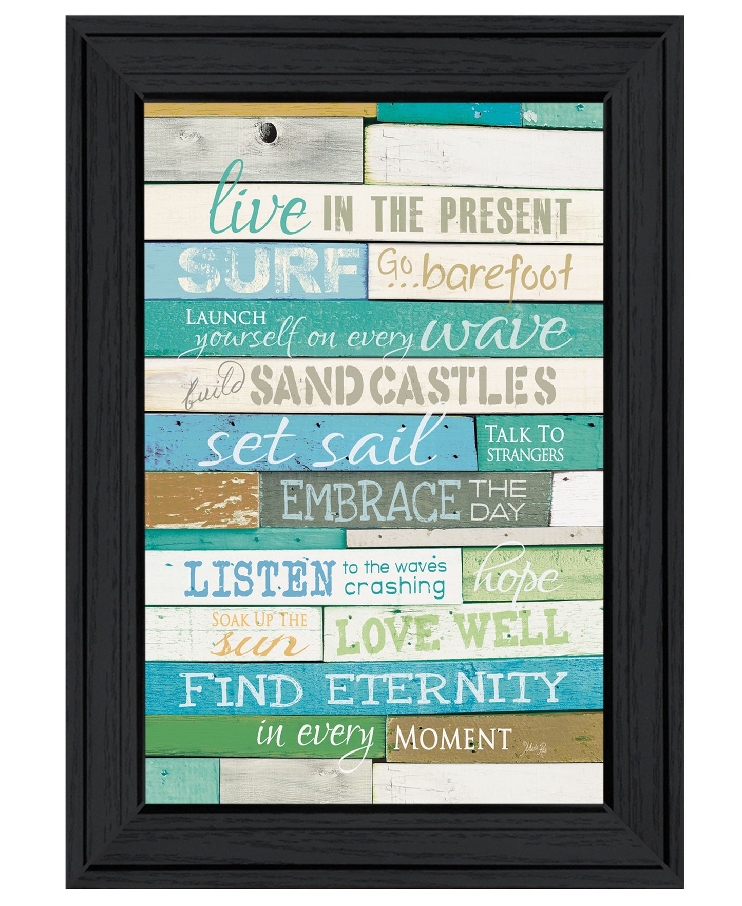 Live In The Present Black Framed Print Wall Art