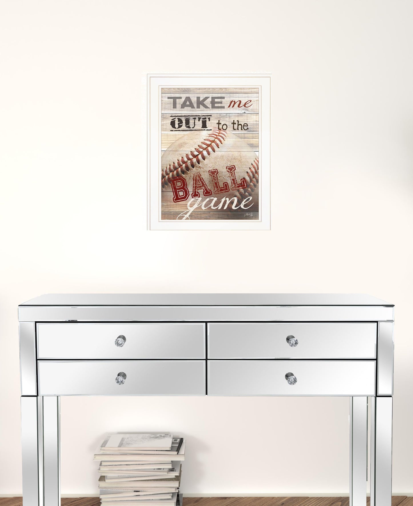 Take Me Out to the Ball Game 1 White Framed Print Wall Art