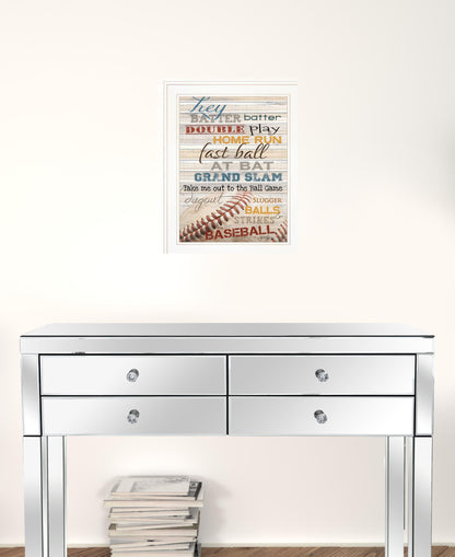 Hey Batter Batter 1 White Framed Print Wall Art