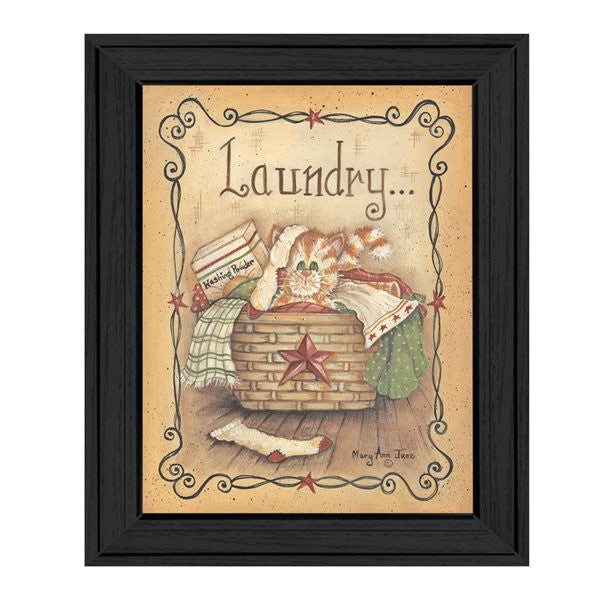 Laundry 1 Black Picture Frame Print Bathroom Wall Art