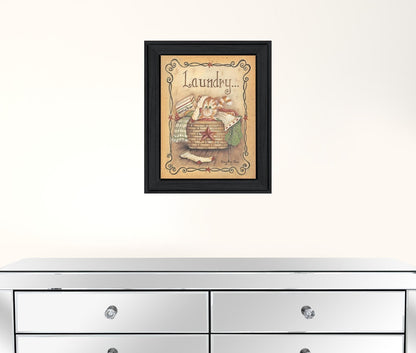 Laundry 1 Black Picture Frame Print Bathroom Wall Art