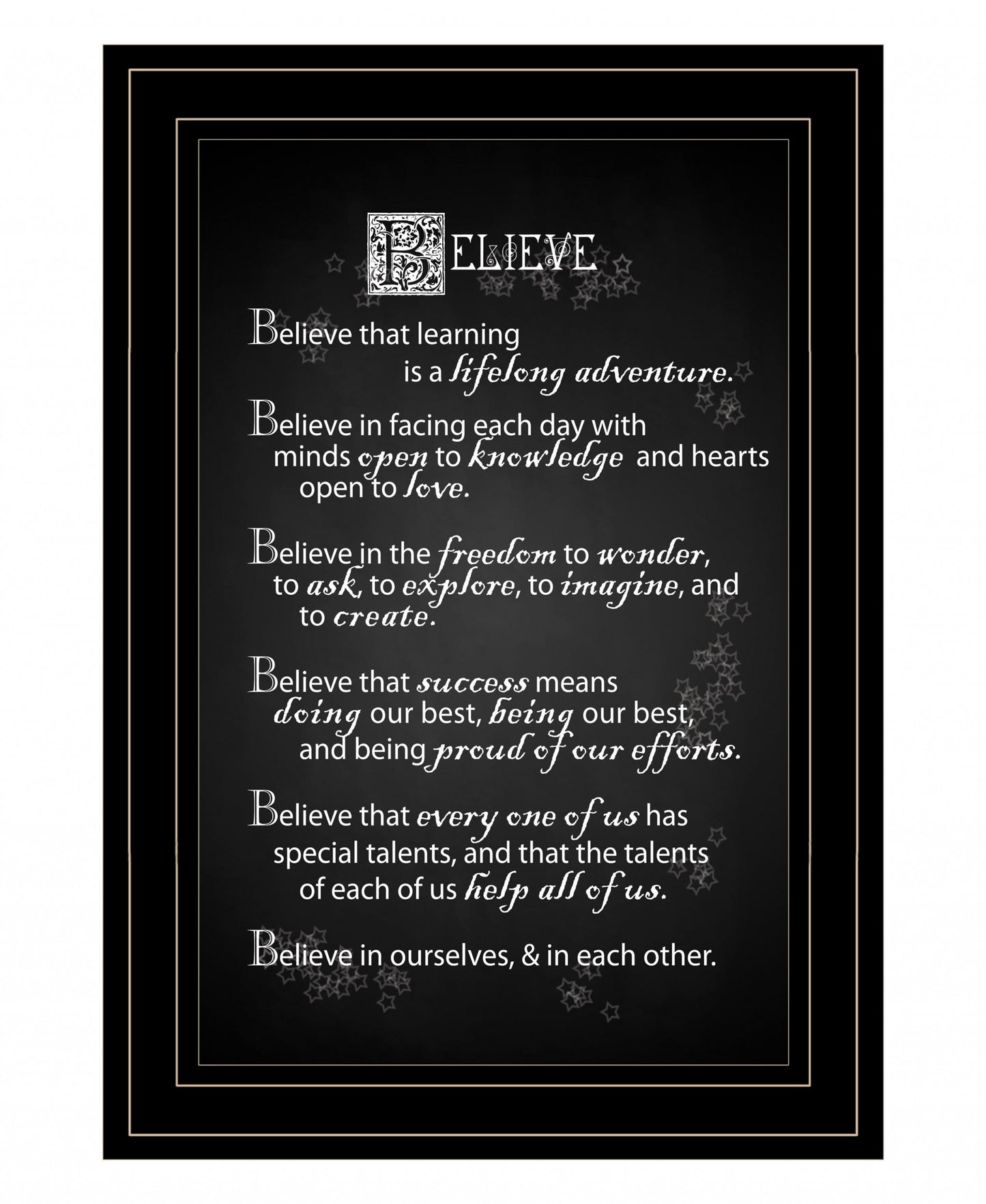 Believe 2 Black Framed Print Wall Art