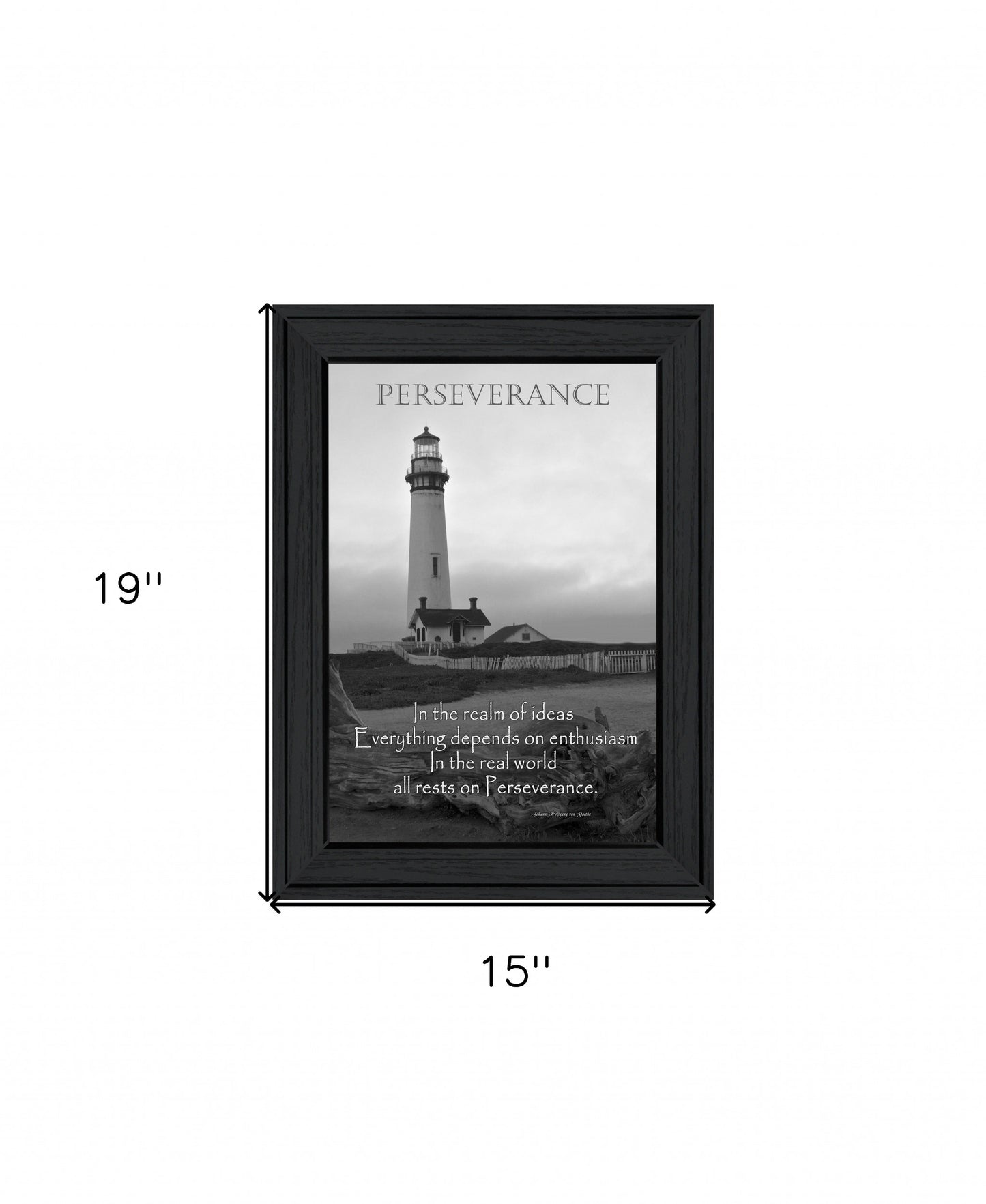 Perseverance Grayscale 1 Black Framed Print Wall Art