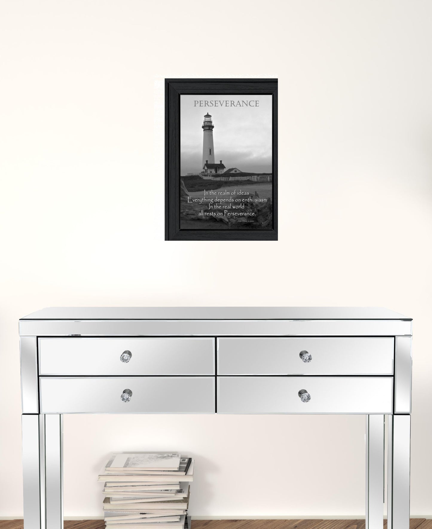 Perseverance Grayscale 1 Black Framed Print Wall Art