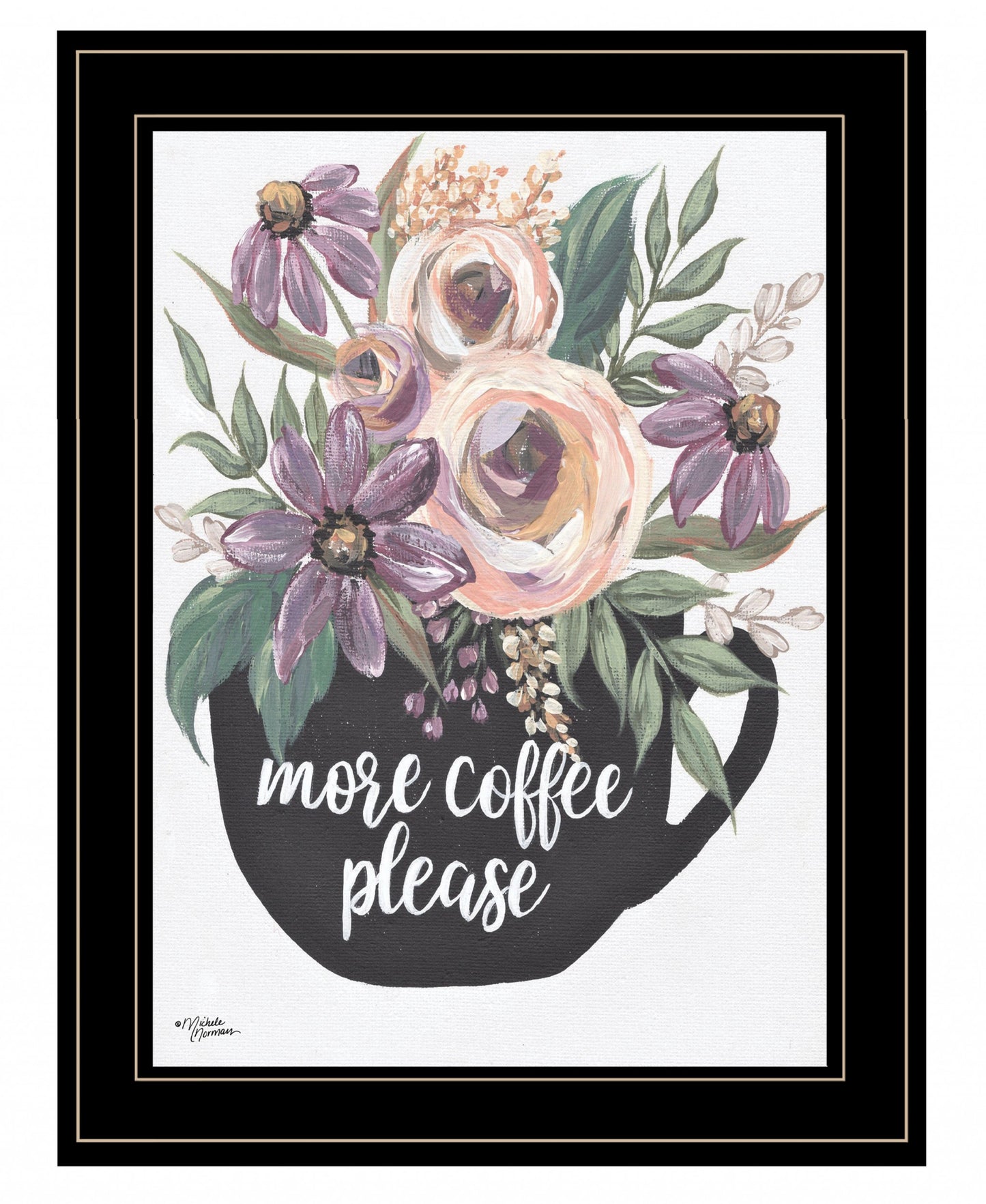 More Coffee Please 2 Black Framed Print Kitchen Wall Art