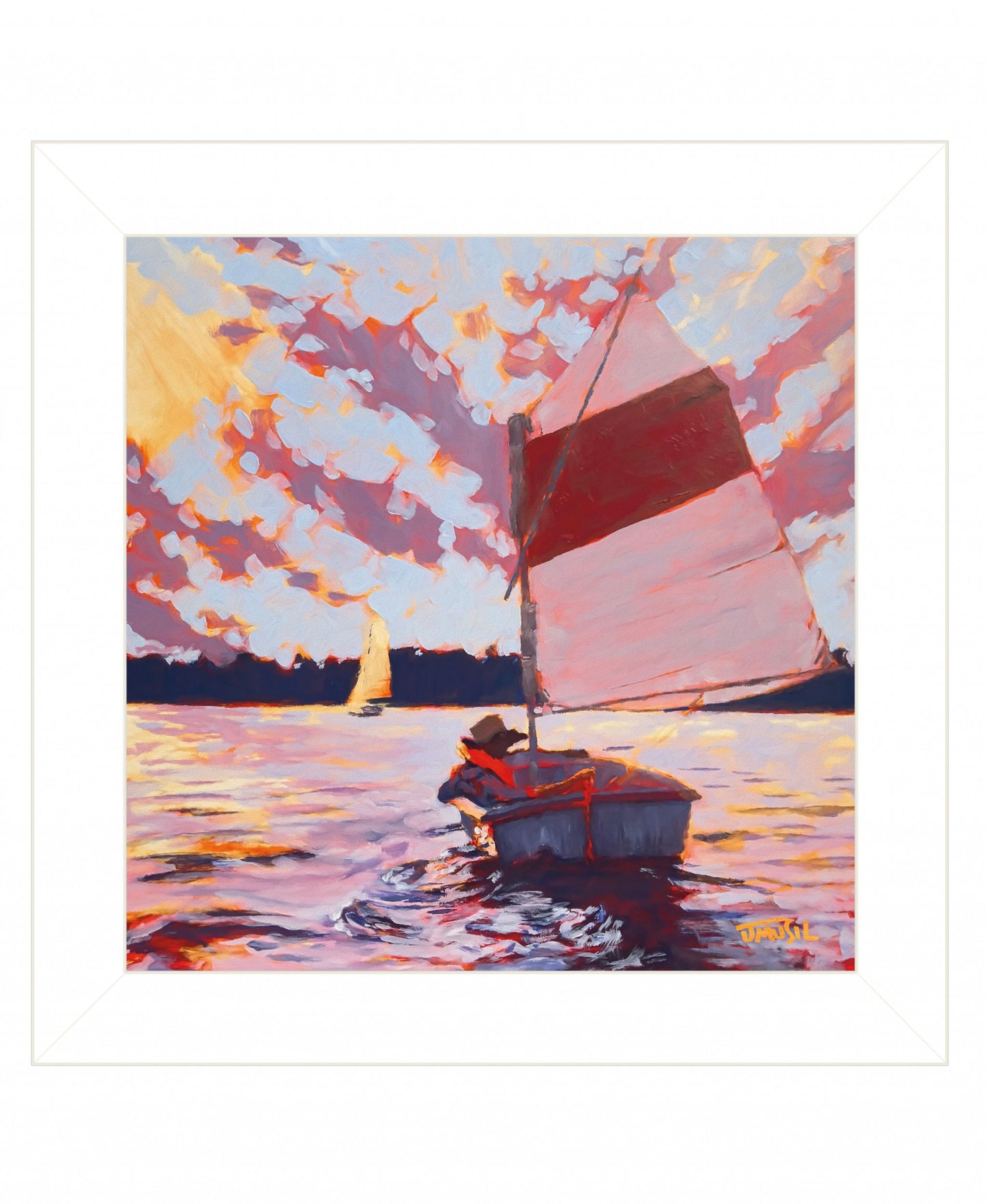 Small Sailboat 1 White Framed Print Wall Art