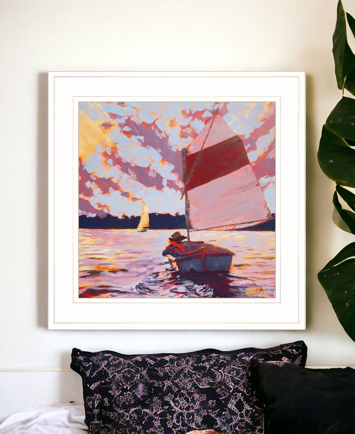 Small Sailboat 2 White Framed Print Wall Art