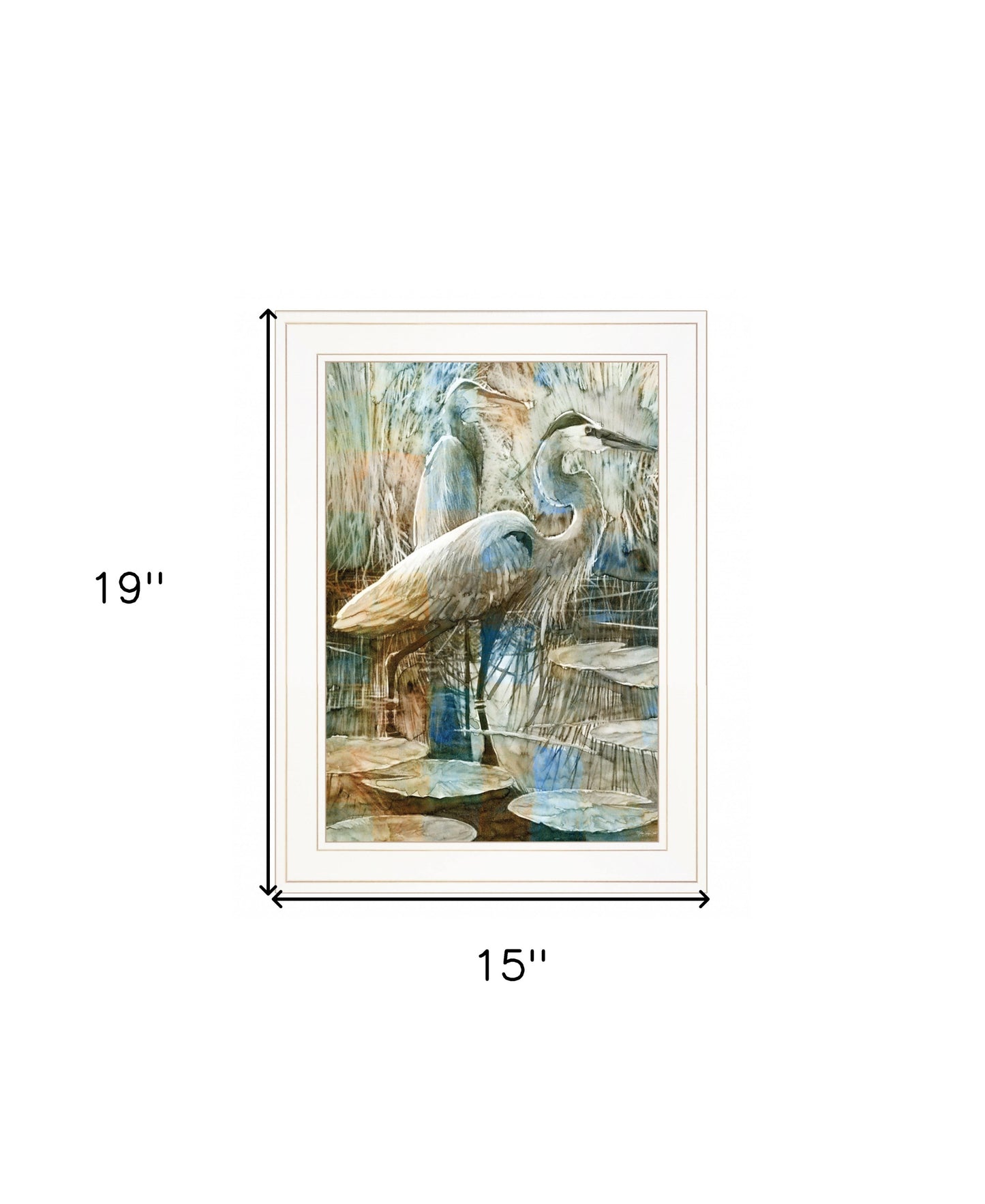 Marsh Herons I 1 White Framed Print Wall Art