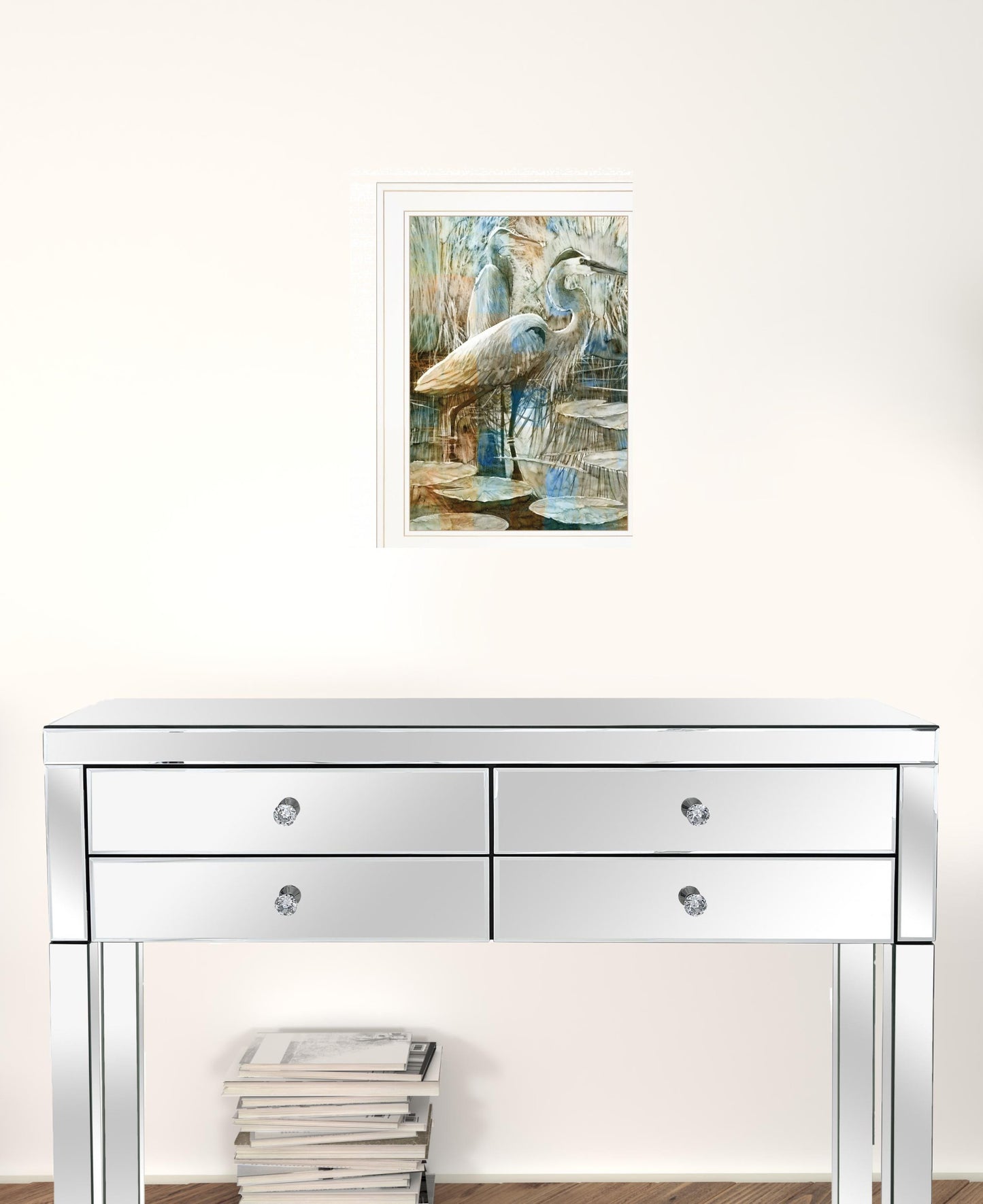 Marsh Herons I 1 White Framed Print Wall Art