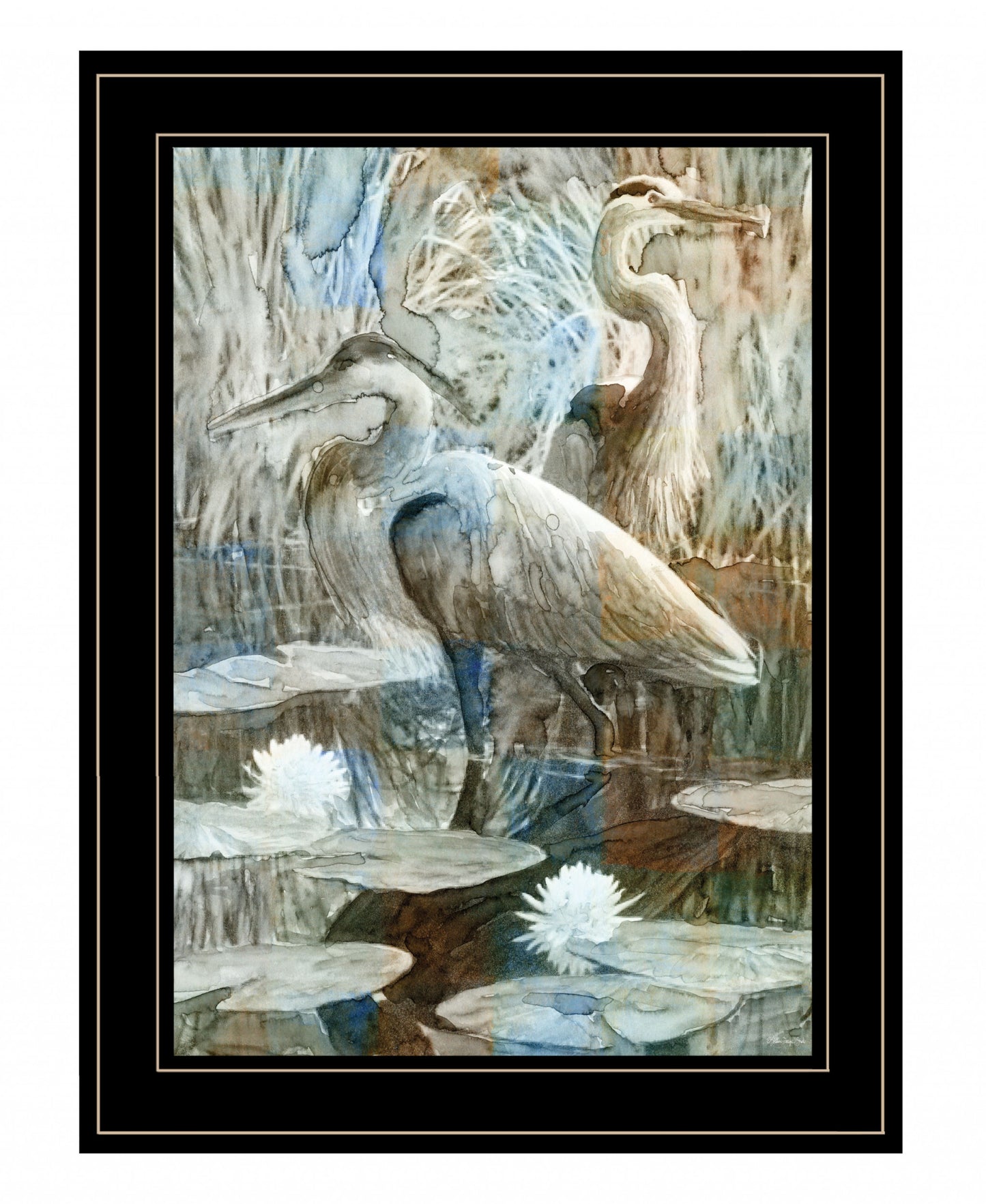 Marsh Herons II 2 Black Framed Print Wall Art