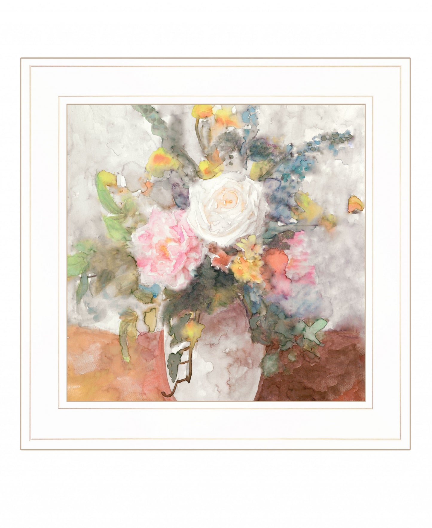 Table Bouquet 2 White Framed Print Wall Art