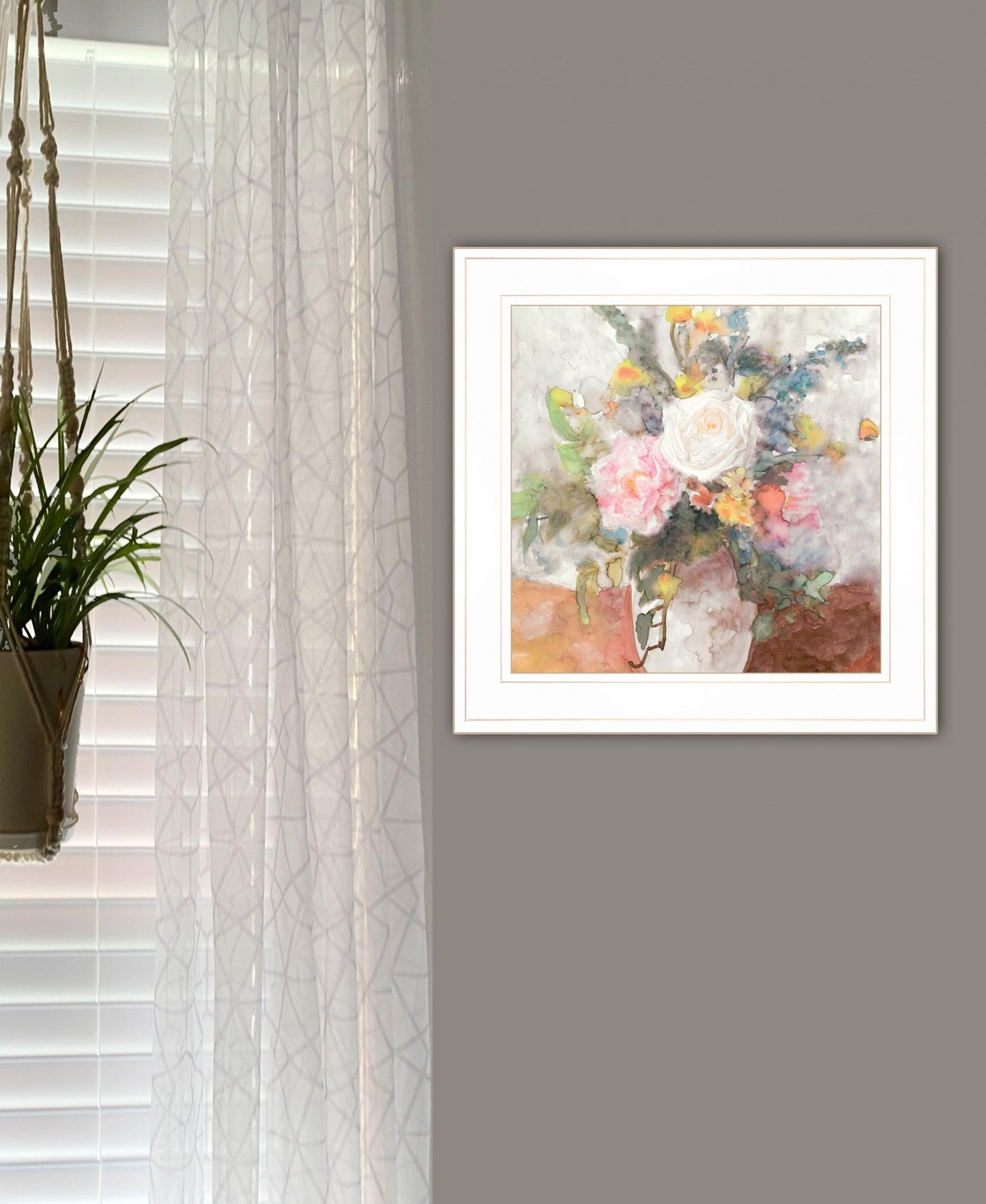 Table Bouquet 2 [2] White Framed Print Wall Art