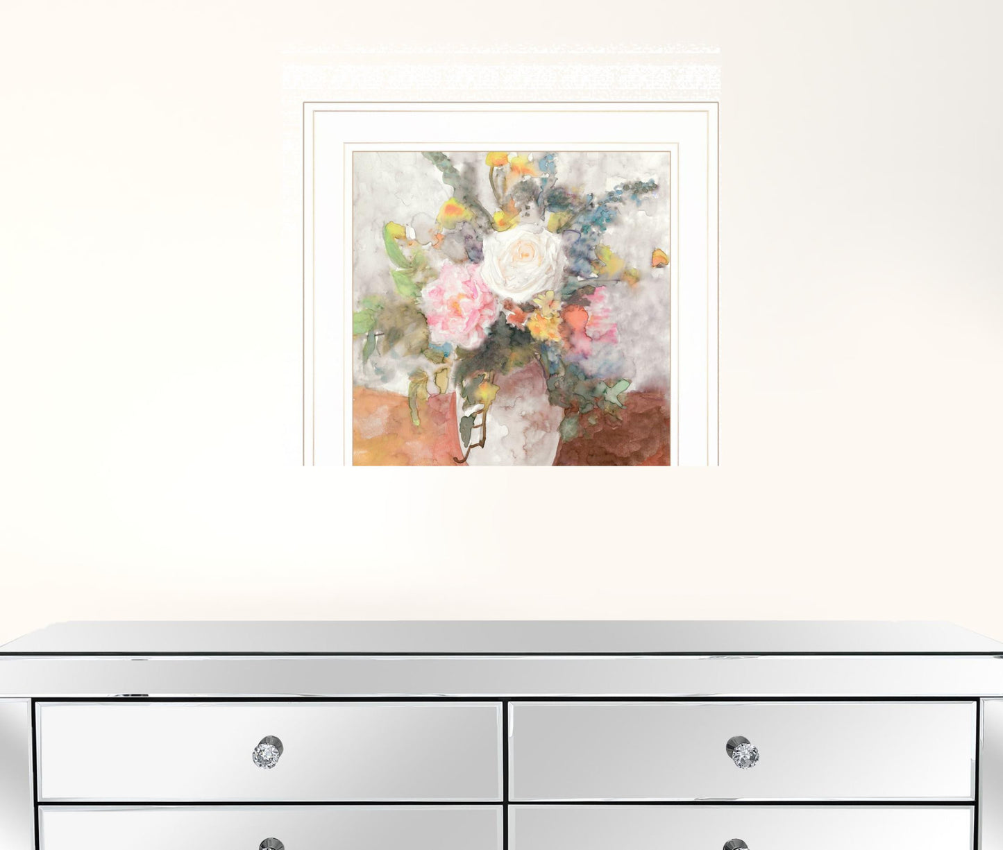 Table Bouquet 2 [2] White Framed Print Wall Art