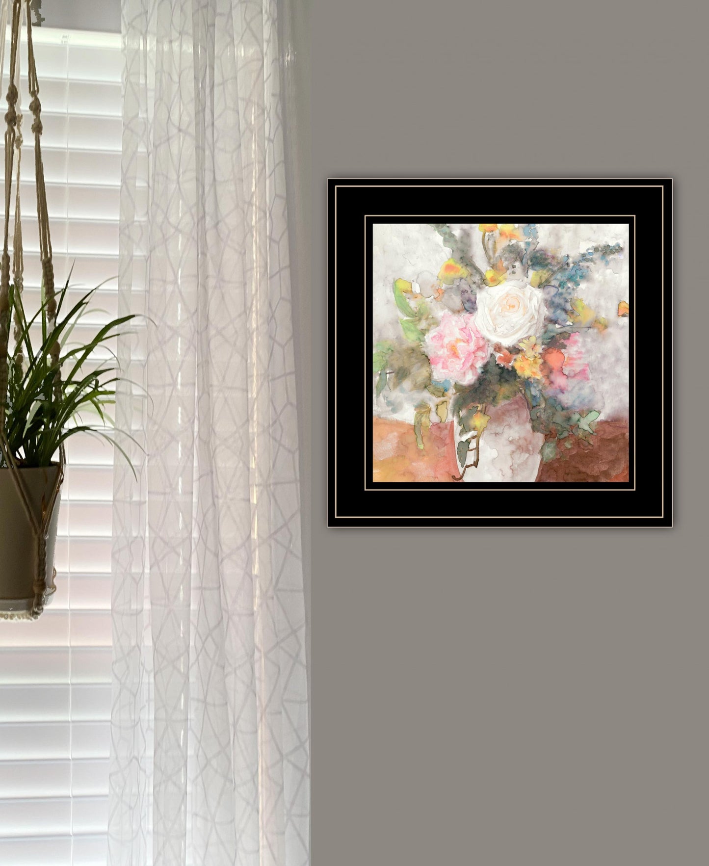 Table Bouquet 2 [1] White Framed Print Wall Art