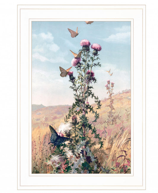 Meadow Butterflies 1 White Framed Print Wall Art