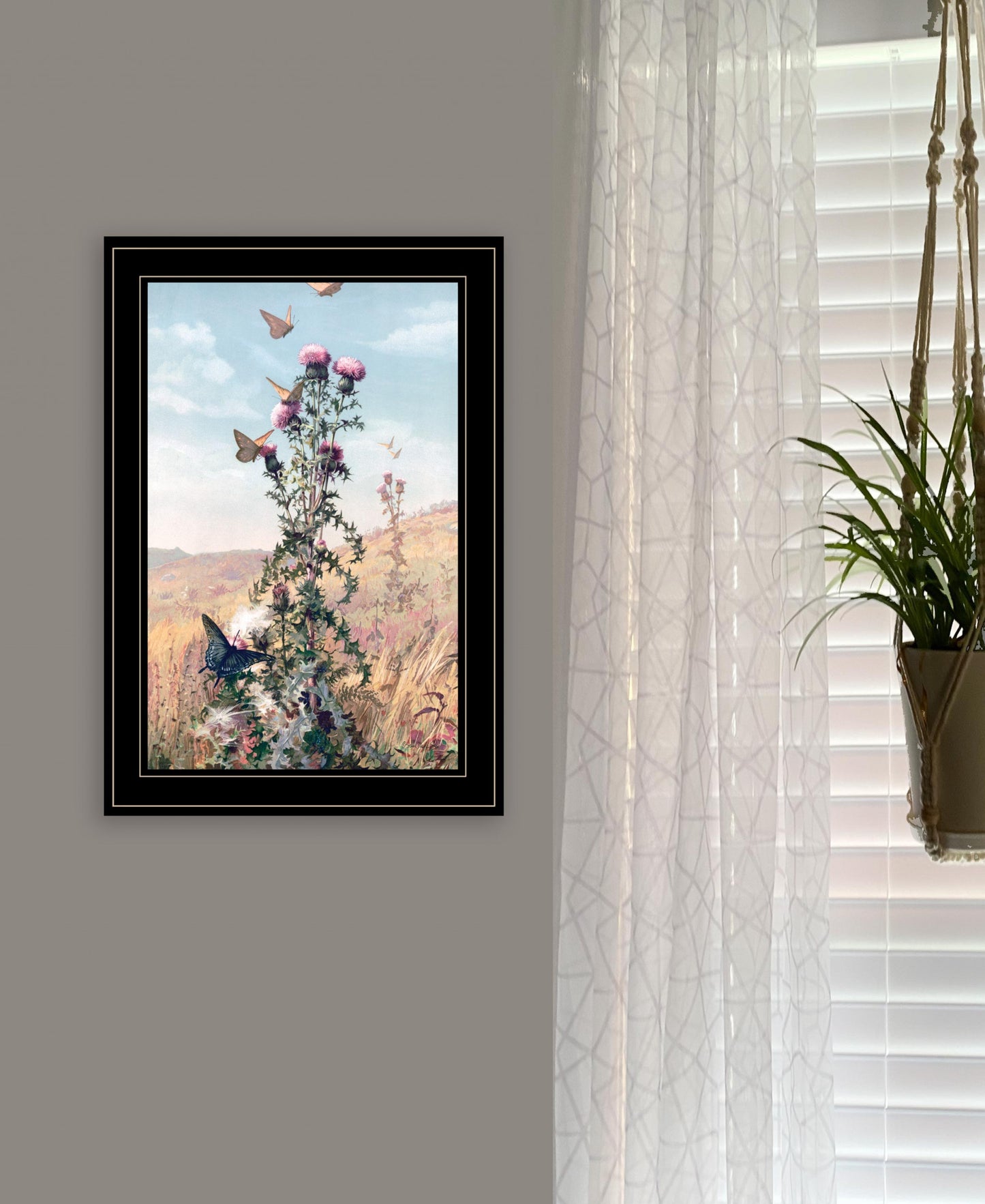 Meadow Butterflies 2 Black Framed Print Wall Art