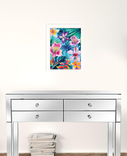 Tropical Flowers 1 White Framed Print Wall Art