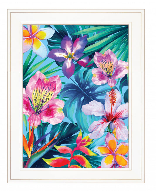 Tropical Flowers 2 White Framed Print Wall Art