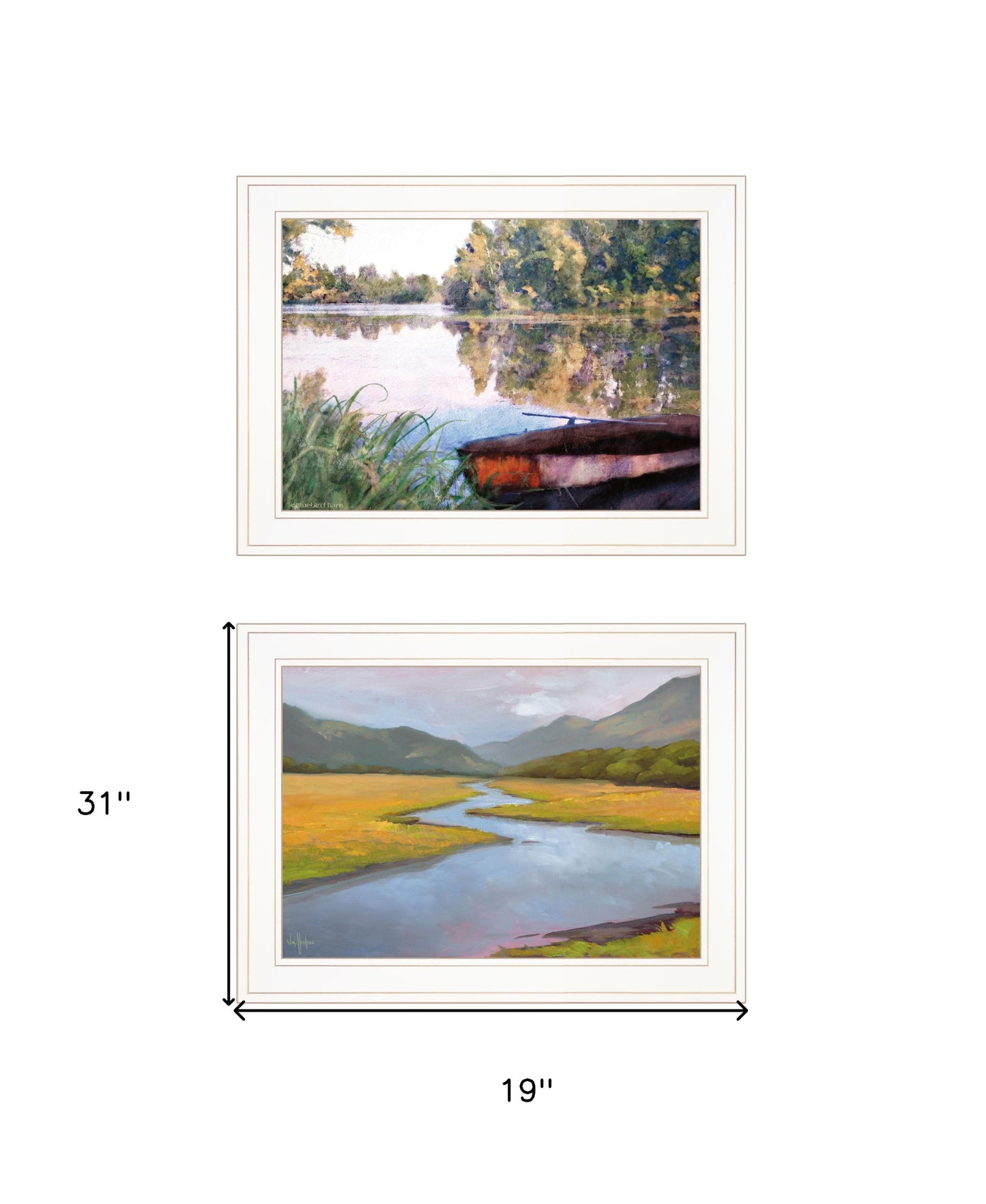 Set Of Two Serene Water 1 White Framed Print Wall Art