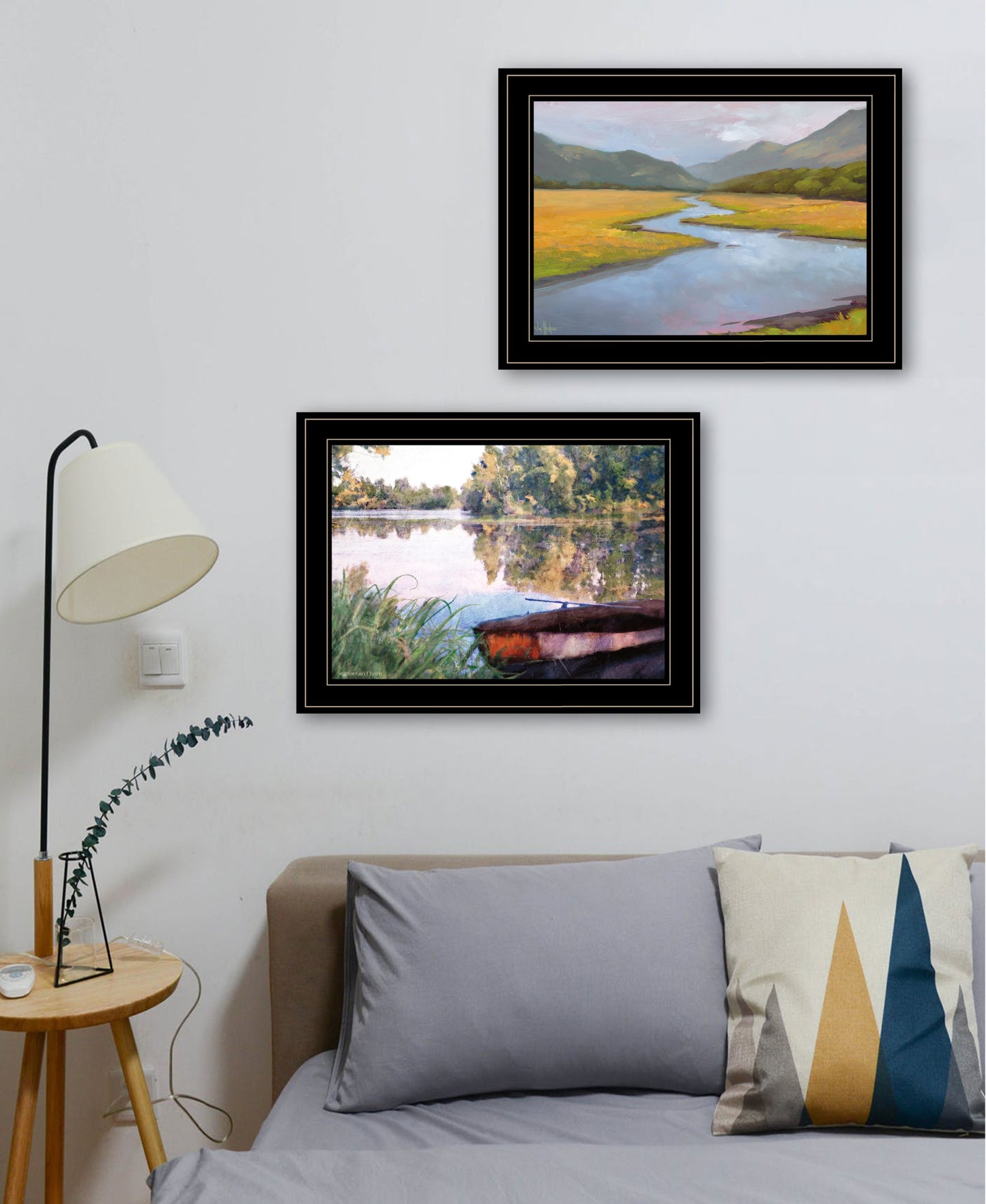 Set Of Two Serene Water 2 Black Framed Print Wall Art