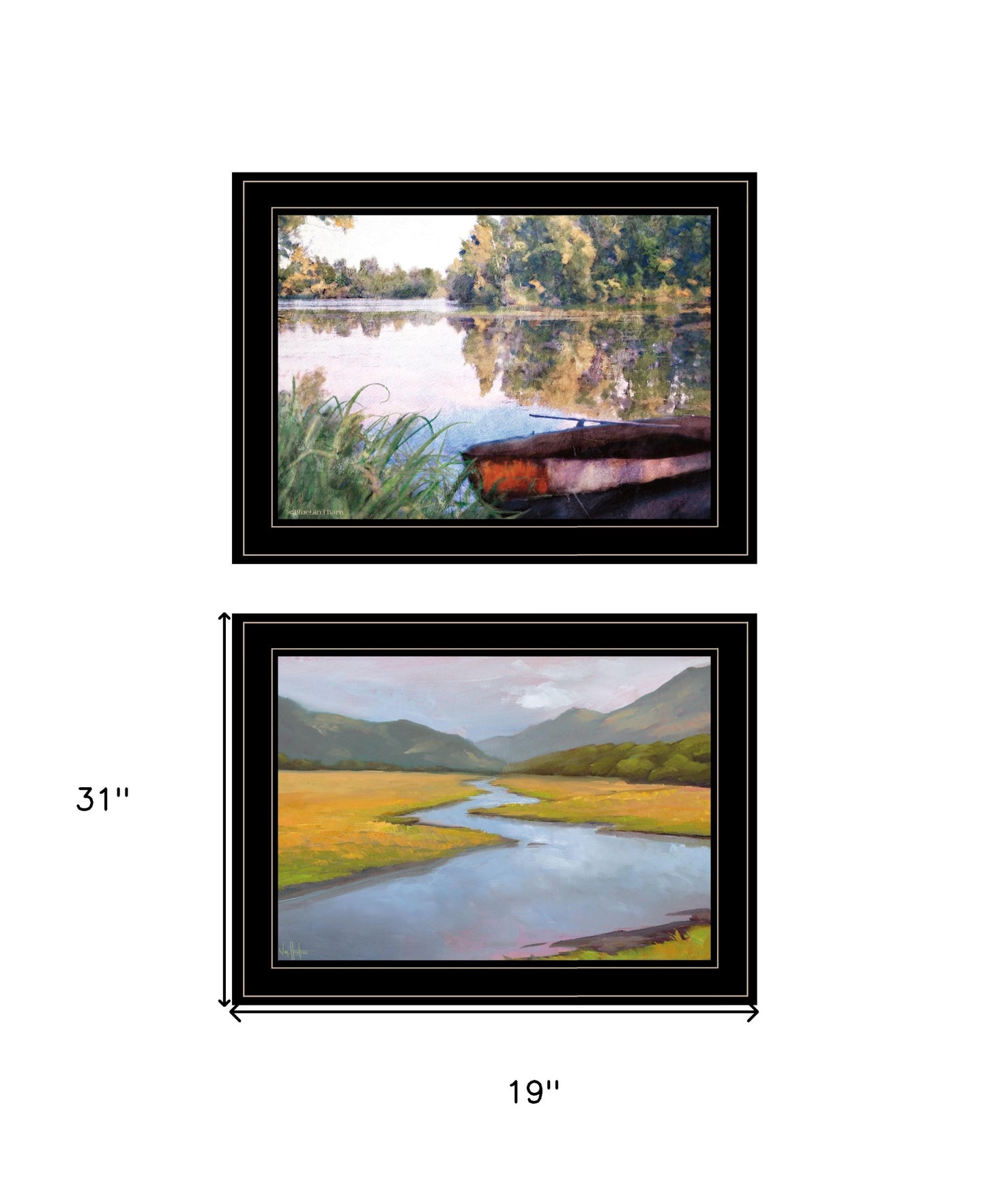 Set Of Two Serene Water 2 Black Framed Print Wall Art