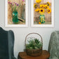 Set Of Two Country Sunflowers and Chives 1 White Framed Print Wall Art