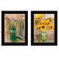 Set Of Two Country Sunflowers And Chives 2 Black Framed Print Wall Art