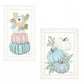 Set Of Two Floral Pumpkins 2 White Framed Print Wall Art