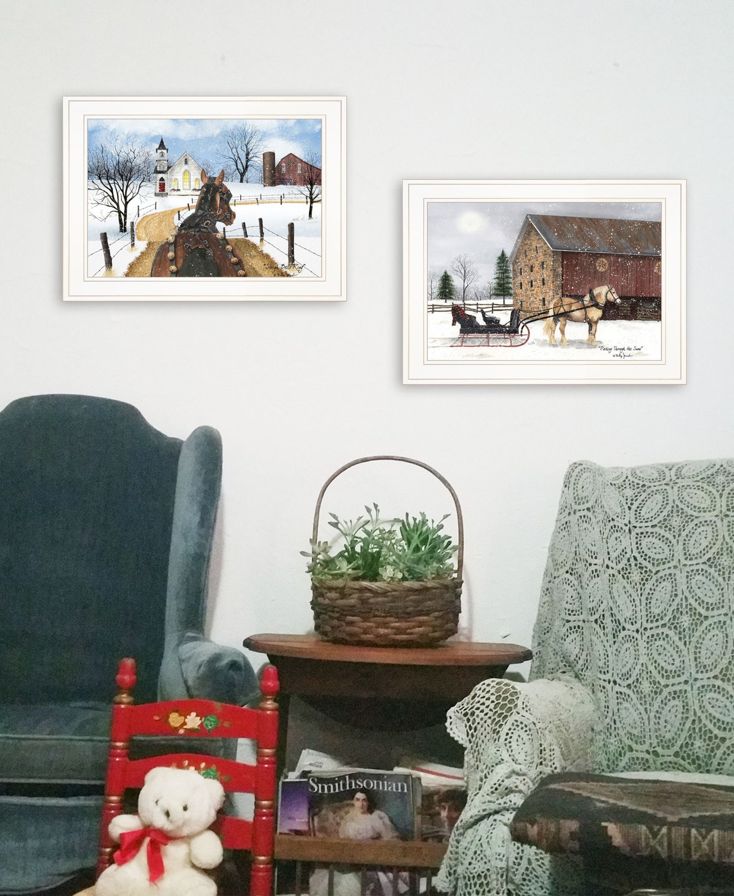 Set Of Two Sleigh Bells Ring 1 Black Framed Print Wall Art