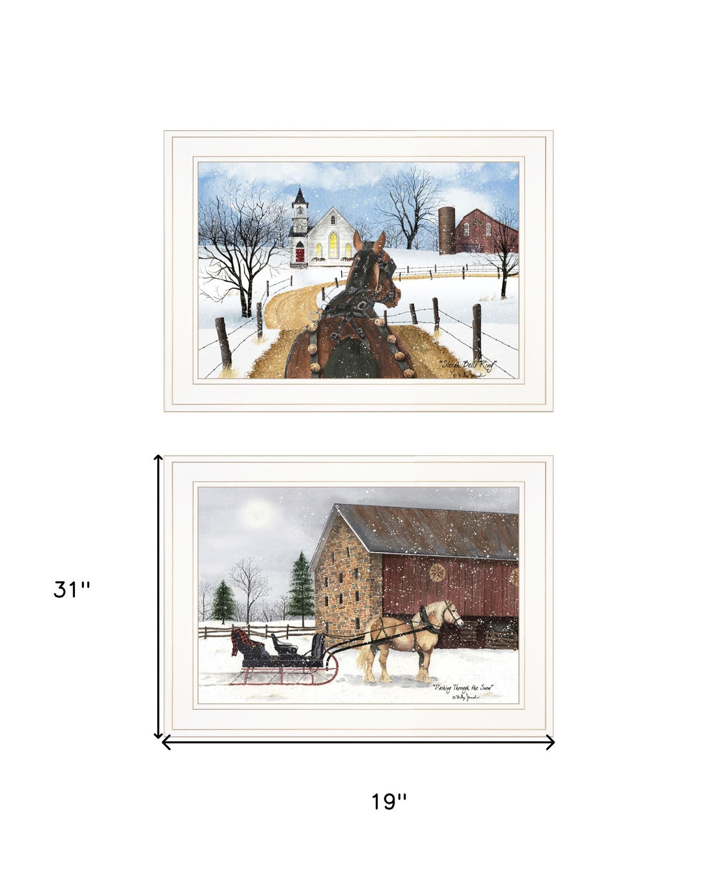 Set Of Two Sleigh Bells Ring 1 Black Framed Print Wall Art