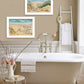 Set Of Two Sand Castle and Footprints 1 White Framed Print Wall Art