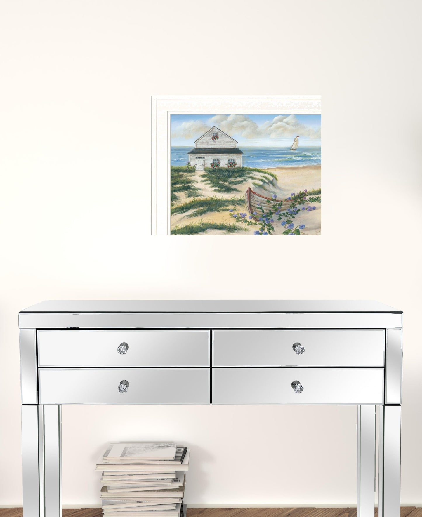 Set Of Two Sand Castle And Footprints 4 White Framed Print Wall Art