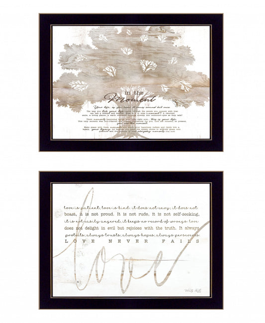 Set Of Two Love Or In The Moment 2 Black Framed Print Wall Art