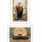 Set Of Two Harvest Moon With A Black Cat And Truck 1 White Framed Print Wall Art