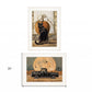 Set Of Two Harvest Moon with A Black Cat and Truck 1 White Framed Print Kitchen Wall Art