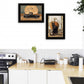 Set Of Two Harvest Moon With A Black Cat And Truck 2 Black Framed Print Wall Art