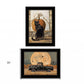 Set Of Two Harvest Moon with A Black Cat and Truck 2 Black Framed Print Kitchen Wall Art