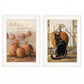 Set Of Two Pumpkins With A Black Cat 1 White Framed Print Wall Art