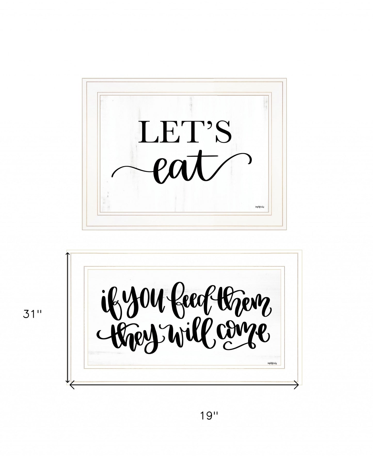 Set Of Two Lets Eat Or Feed Them 1 White Framed Print Wall Art