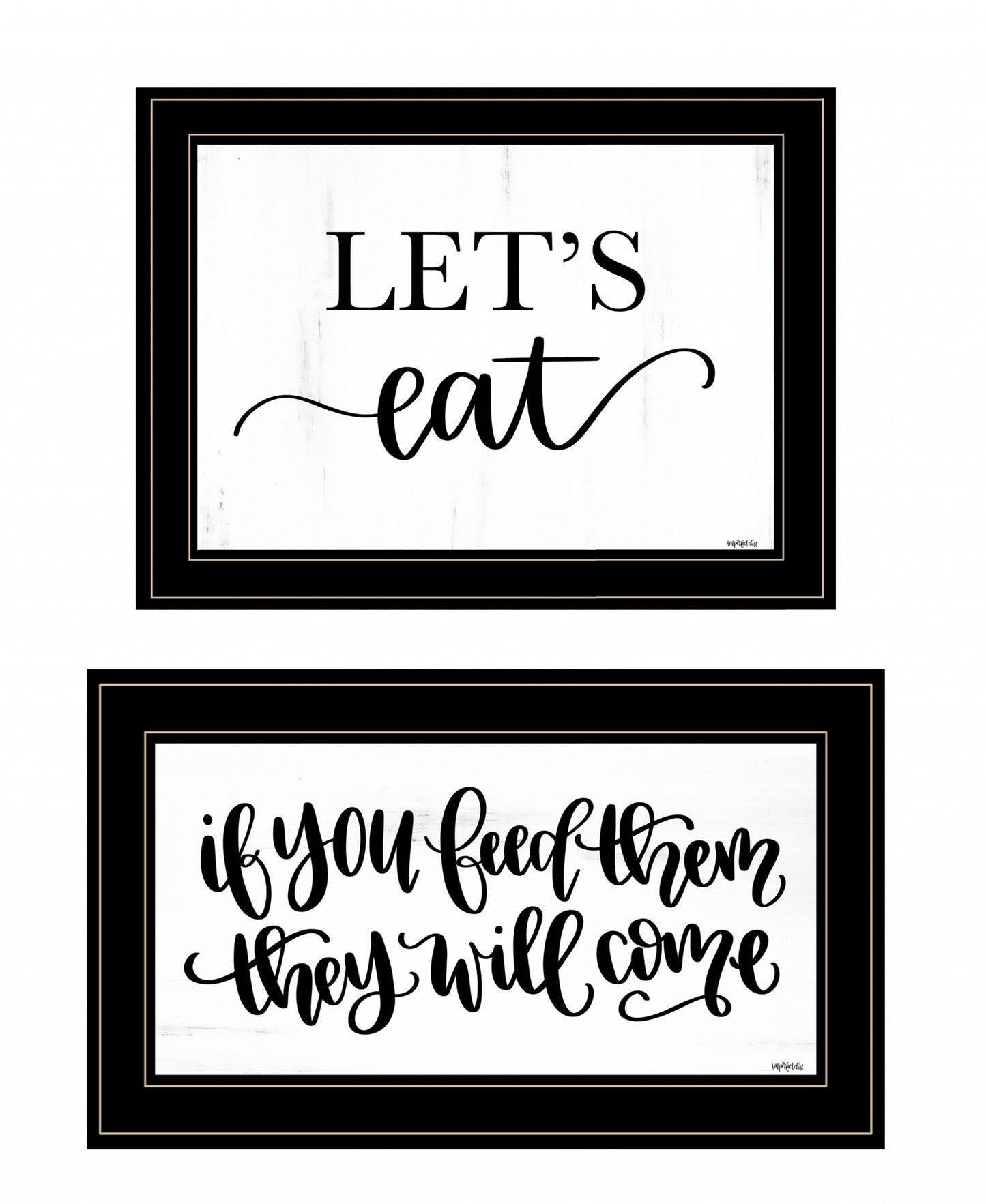 Set Of Two Lets Eat Or Feed Them 1 White Framed Print Wall Art