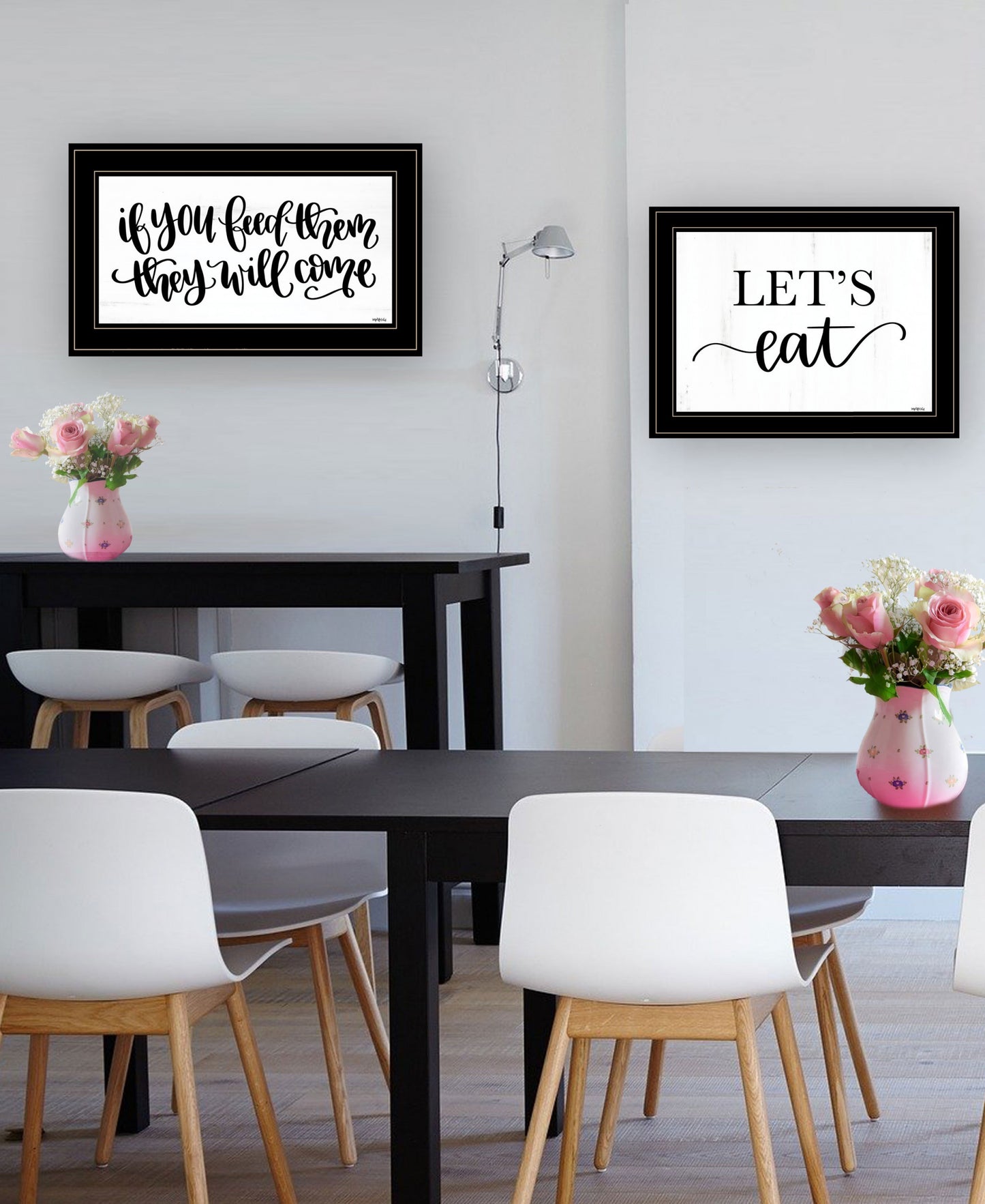 Set Of Two Lets Eat Or Feed Them 1 White Framed Print Wall Art