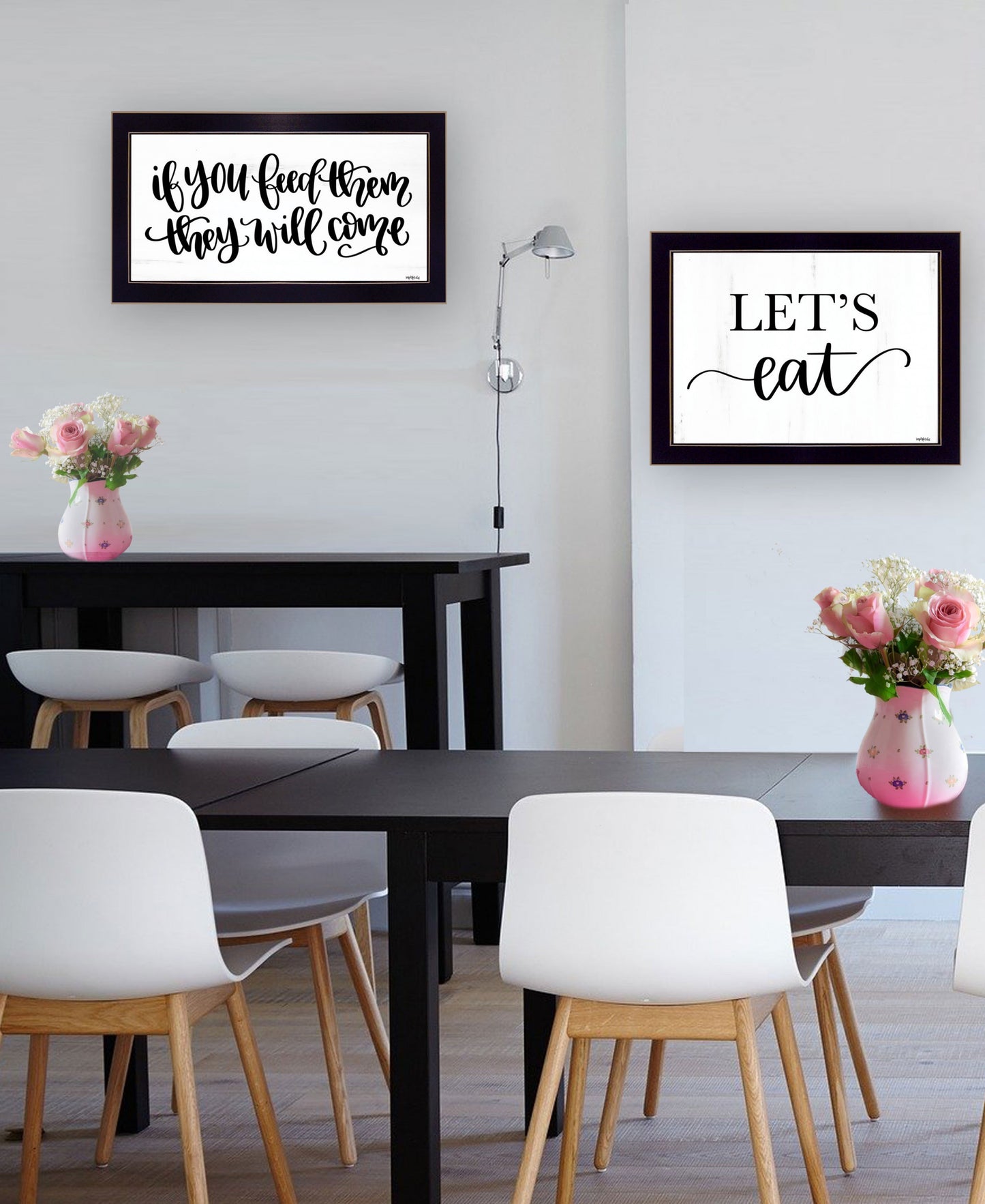 Set Of Two Lets Eat Or Feed Them 3 Black Framed Print Wall Art