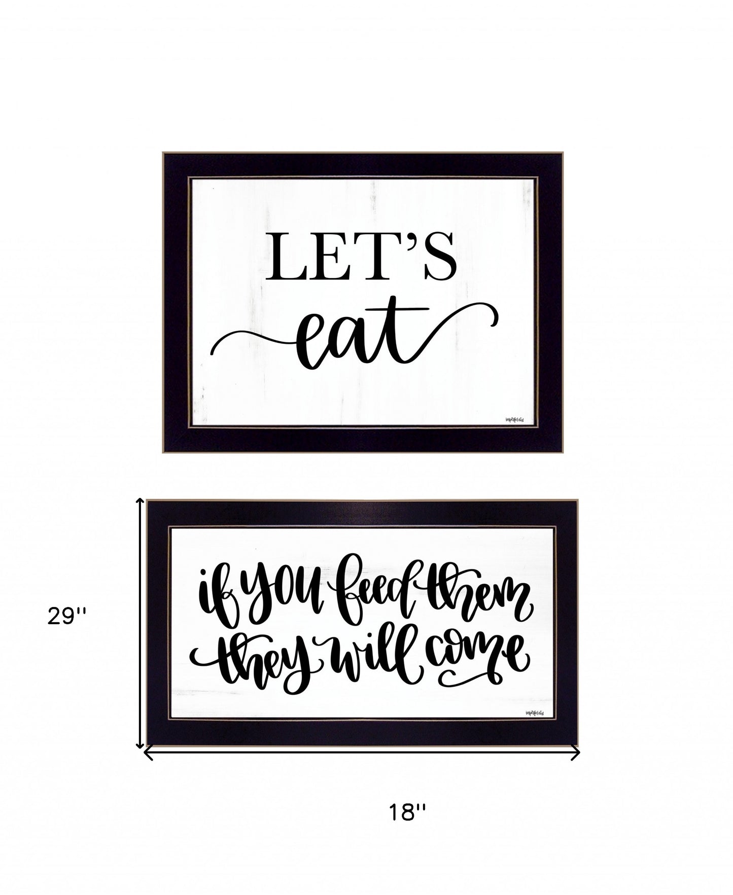 Set Of Two Lets Eat or Feed Them 3 Black Framed Print Kitchen Wall Art