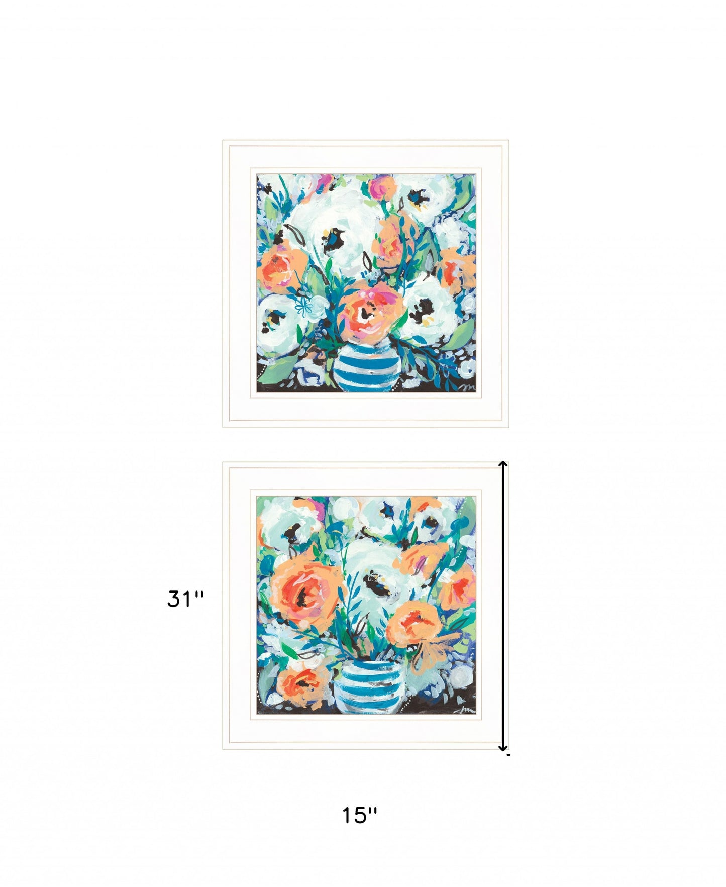 Set Of Two Fancy Floral 1 White Framed Print Wall Art