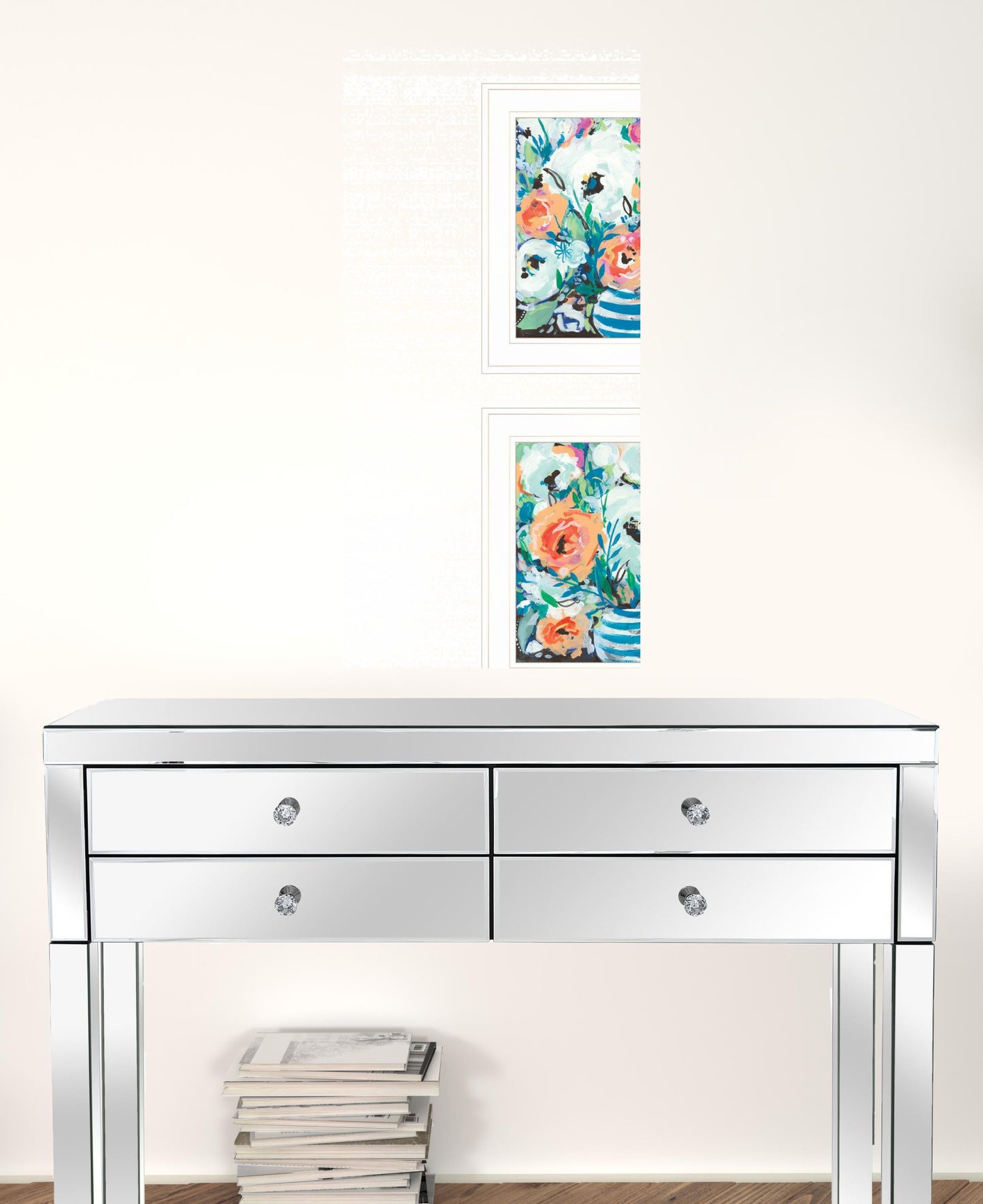 Set Of Two Fancy Floral 1 White Framed Print Wall Art