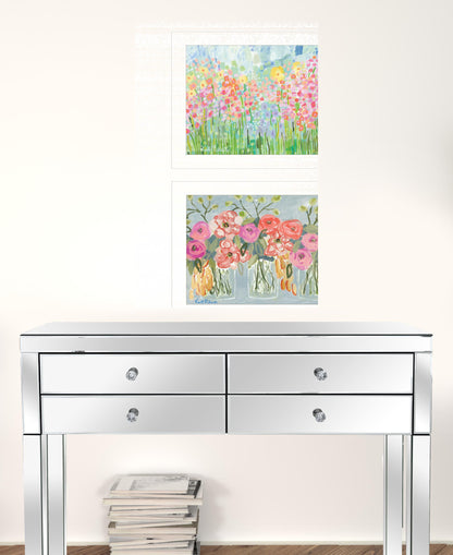 Set Of Two Garden Flowers II 1 White Framed Print Wall Art