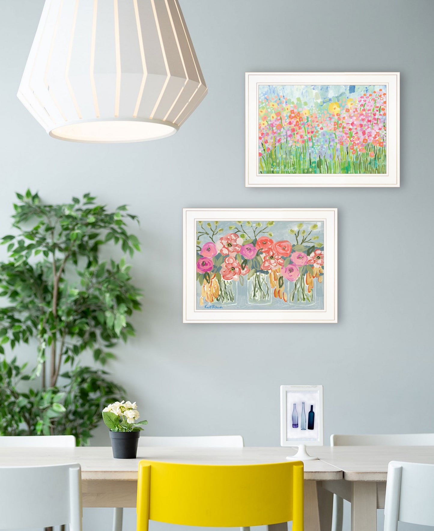 Set Of Two Garden Flowers II 2 White Framed Print Wall Art