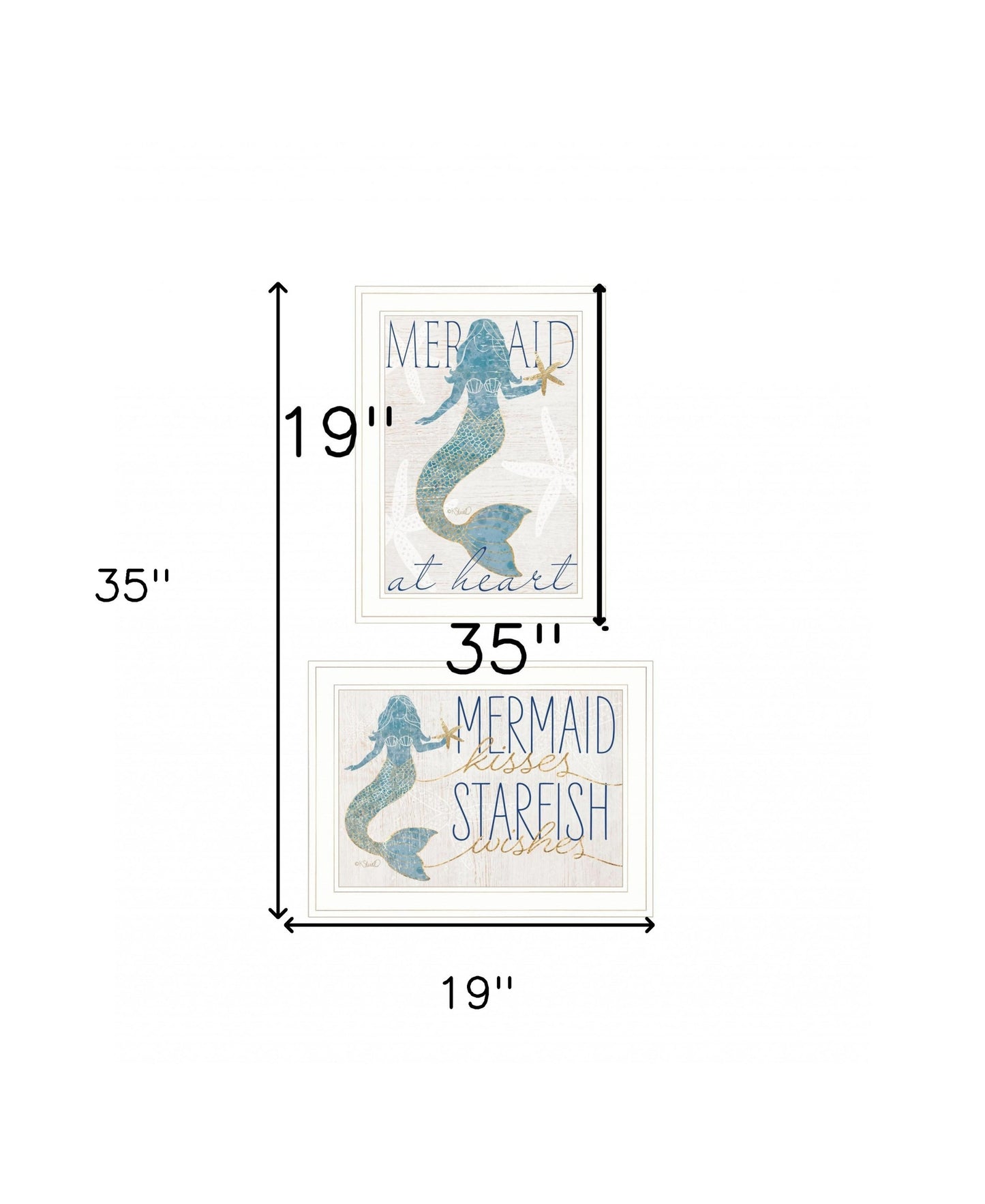 Set Of Two Two Mermaids 2 White Framed Print Wall Art